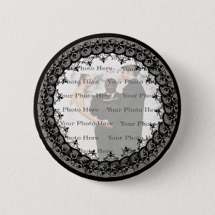 Zwarte Kanten Ronde Fotoknoop Button 5,7 Cm
