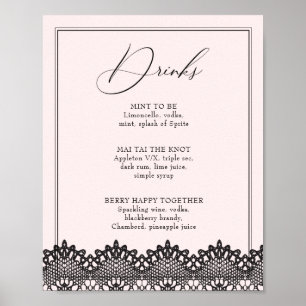 Zwarte Kanten Roze Meisjesuitgaans Drink of Bar Me Poster