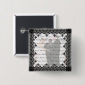 Zwarte Kanten Vierkante Foto Knop Vierkante Button 5,1 Cm (Voorkant /achterkant)