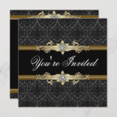 Zwarte Kanten Zwarte Goud Zwarte Tie Feest Kaart (Voorkant / Achterkant)