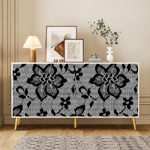 Zwarte kantwerk decoupage tissuepapier uit het ver