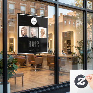 Zwarte Kapsalon Foto Collage Elegant Logo Raamsticker