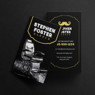 Zwarte Kapsalon Kapper Kapsalon Stylist Vintage Visitekaartje