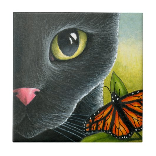 Zwarte kat 555 tegeltje (Voorkant)