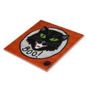 Zwarte kat Abstracte Halloween kunst Tegeltje (Zijkant)