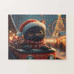 Zwarte Kat Achtbaan Kerst Legpuzzel