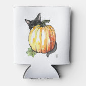 Zwarte kat achter pompoen Koelbox Blikjeskoeler (Voorkant)