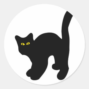 zwarte kat achteraan ronde sticker