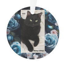 Zwarte kat Acryl Ornament - Meowy Catmas