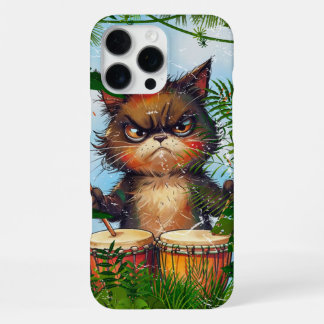 Zwarte Kat Afrikaanse Drums Grappige Drummer Cadea iPhone 16 Pro Max Hoesje