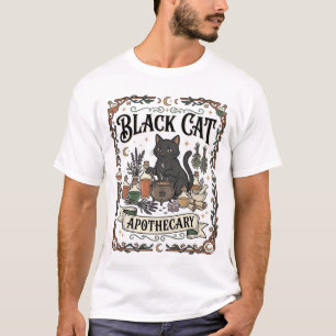 Zwarte Kat Apotheek Kat Hekserig Mystieke Apotheek T-shirt