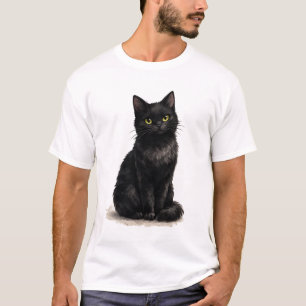 Zwarte Kat Aquarel Clipart T-shirt