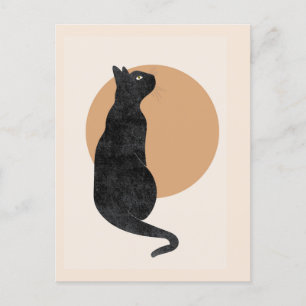 Zwarte kat art deco briefkaart