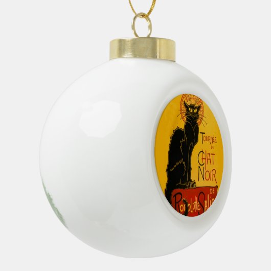 zwarte kat Art Nouveau Paris Keramische Bal Ornament (Links)