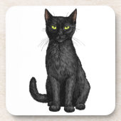 Zwarte kat bier onderzetter (Voorkant)