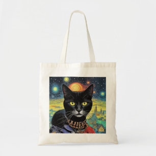 Zwarte kat bij nacht 5 tote bag