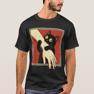 Zwarte Kat Bijt Arm T-shirt