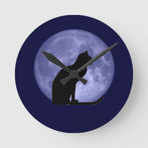 Zwarte Kat Blauwe Moon klok