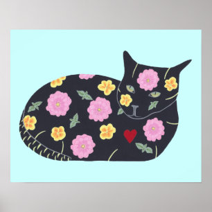 Zwarte Kat Bloemen Planten Katten Kunnen Eten Post Poster
