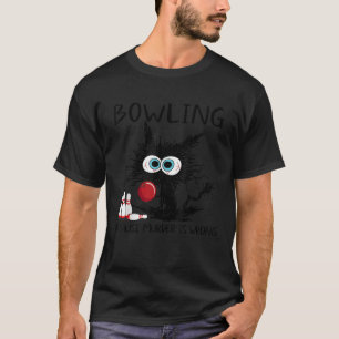Zwarte kat bowlen omdat moord verkeerd is grappige t-shirt