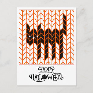 ZWARTE KAT BREIWERK Halloween Prentbriefkaart Feestdagenkaart