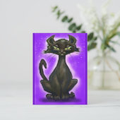Zwarte kat briefkaart (Staand voorkant)