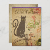  zwarte kat, briefkaart (Voorkant / Achterkant)