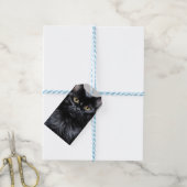 Zwarte kat cadeaulabel (Met Touw)