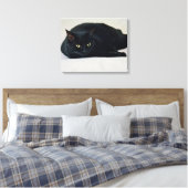 Zwarte kat canvas afdruk (Insitu (Slaapkamer))