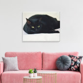 Zwarte kat canvas afdruk (Insitu (Woonkamer))
