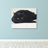 Zwarte kat canvas afdruk (Insitu (Houten vloer))