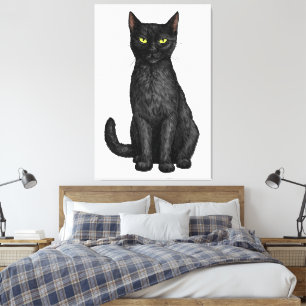Zwarte kat canvas afdruk