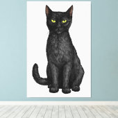 Zwarte kat canvas afdruk (Insitu (Houten vloer))