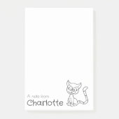 Zwarte kat cartoon naam post-it® notes (Voorkant)