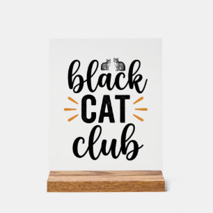 Zwarte Kat Club Vintage Kattenliefhebber Vector De Acryl Bord