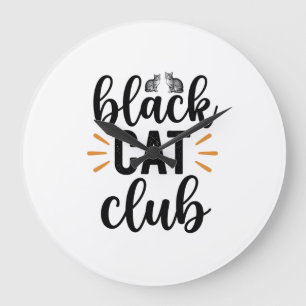 Zwarte Kat Club Vintage Kattenliefhebber Vector De Grote Klok