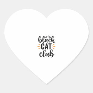 Zwarte Kat Club Vintage Kattenliefhebber Vector De Hart Sticker