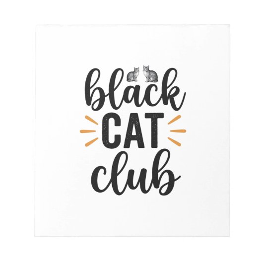 Zwarte Kat Club Vintage Kattenliefhebber Vector De Notitieblok (Voorkant)