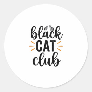 Zwarte Kat Club Vintage Kattenliefhebber Vector De Ronde Sticker