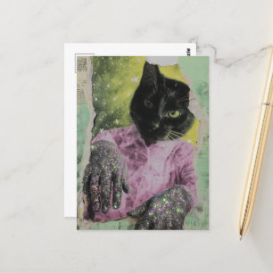 Zwarte Kat Collage Briefkaart