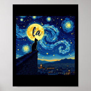 Zwarte kat Comma La Kamala Harris Halloween Starry Poster