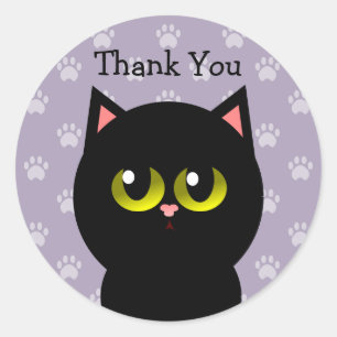 Zwarte Kat Dank Je Ronde Sticker