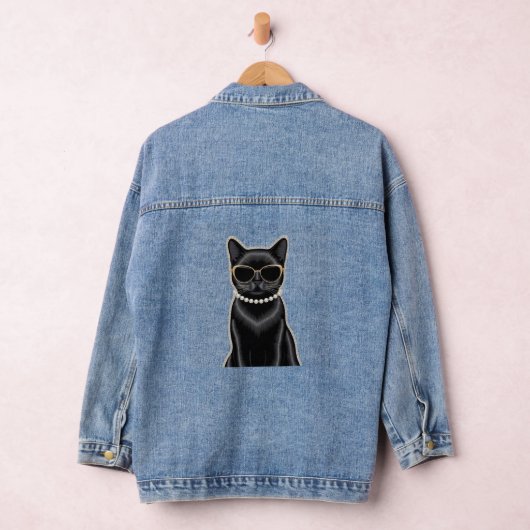 Zwarte kat denim jacket (Hangar)