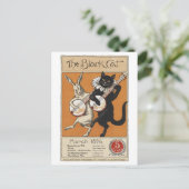 Zwarte kat die Banjo speelt, onbekende kunstenaar Briefkaart (Staand voorkant)