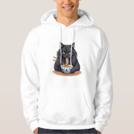 Zwarte Kat Die Noedels Eet – Schattige Grappige Ra Hoodie
