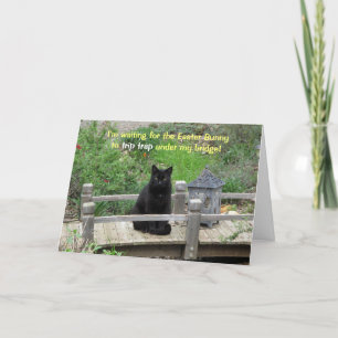 Zwarte kat die wacht op Bridge Paaskaart Feestdagen Kaart