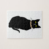 Zwarte kat, dierenillustratie legpuzzel (Horizontaal)