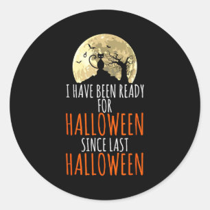 Zwarte kat dode boom klaar voor halloween ronde sticker