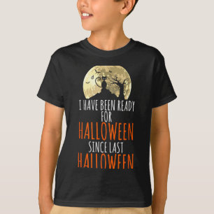 Zwarte kat dode boom klaar voor halloween t-shirt