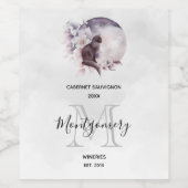 Zwarte kat door een magische volle moonwijn wijn etiket (Enkel label)